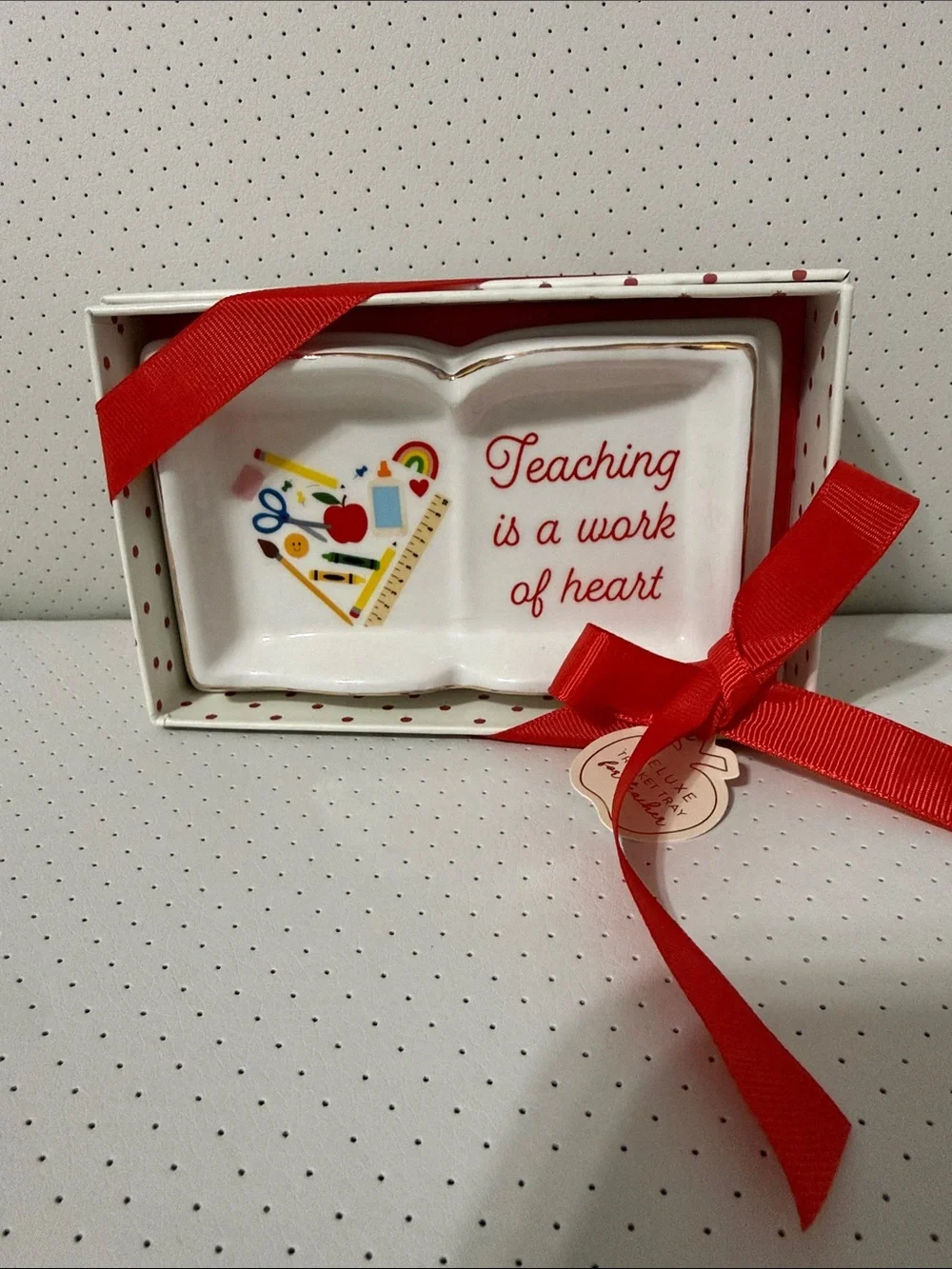 Teaching Is a Work of Heart Ceramic Dish - Red Accents